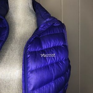Marmot purple zip down puffer vest, Medium